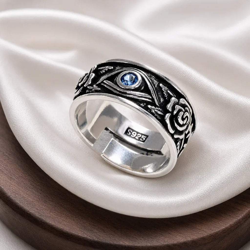 PANJBJ 925 Sterling Silver Thick Double Layer Ring for Women Girl Gift Minimalism Neutral Opening Wide Jewelry Dropshipping