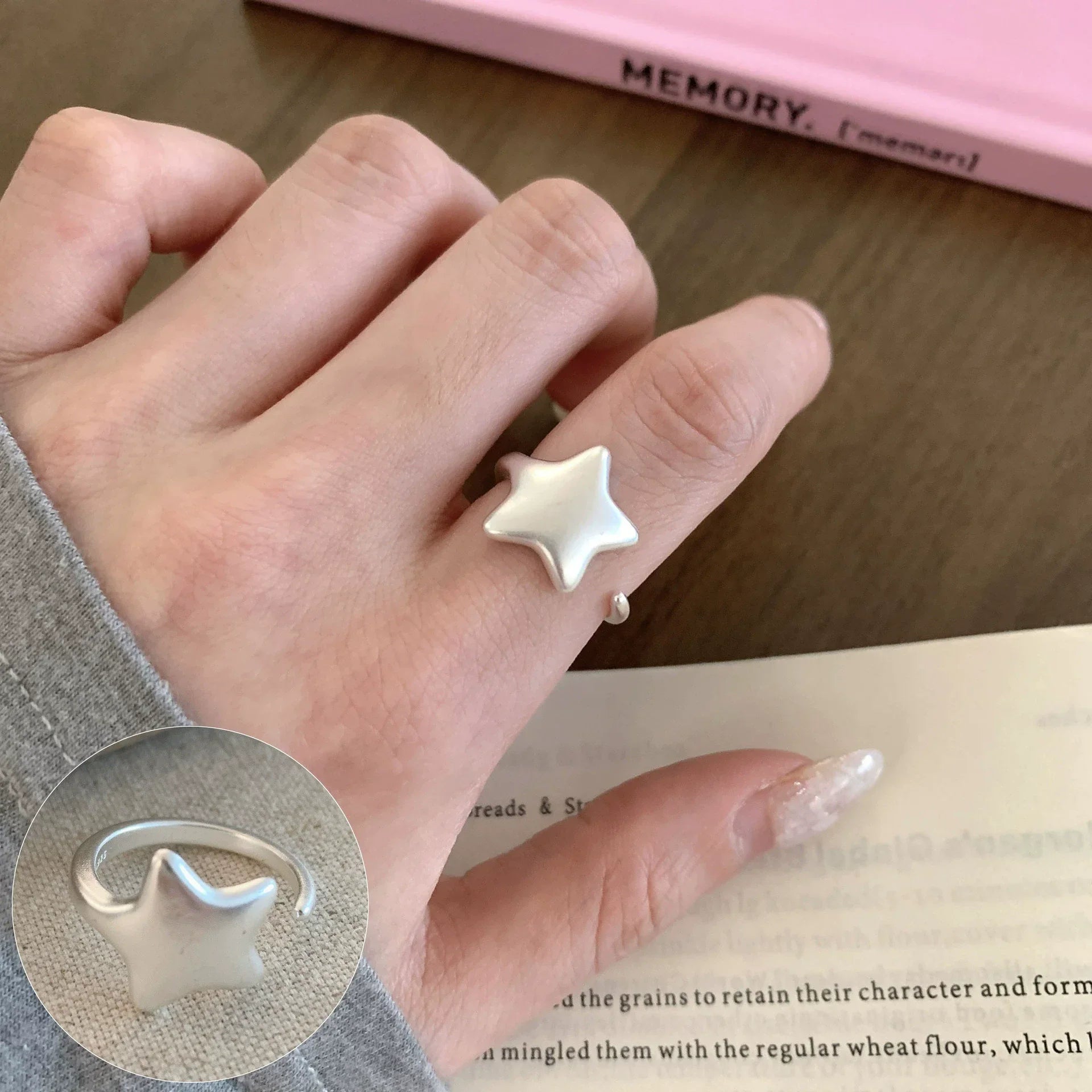 PANJBJ 925 Sterling Silver Thick Double Layer Ring for Women Girl Gift Minimalism Neutral Opening Wide Jewelry Dropshipping