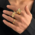 3Pcs Vintage Irregular Pleated Open Ring for Women Men Vintage Punk Liquid Metal Style Finger Y2K Accessories Fashion Jewelry