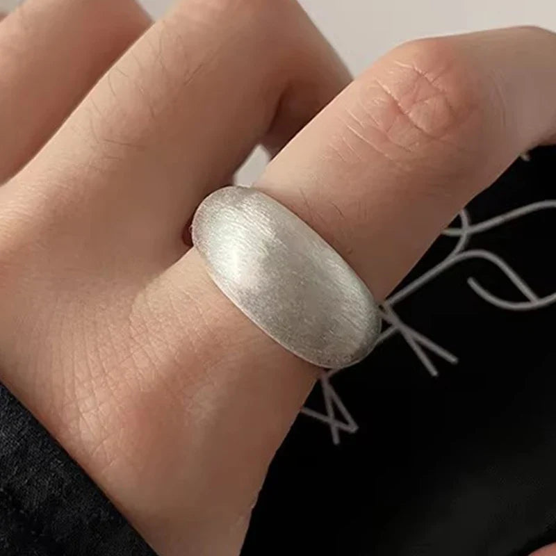 PANJBJ 925 Sterling Silver Thick Double Layer Ring for Women Girl Gift Minimalism Neutral Opening Wide Jewelry Dropshipping