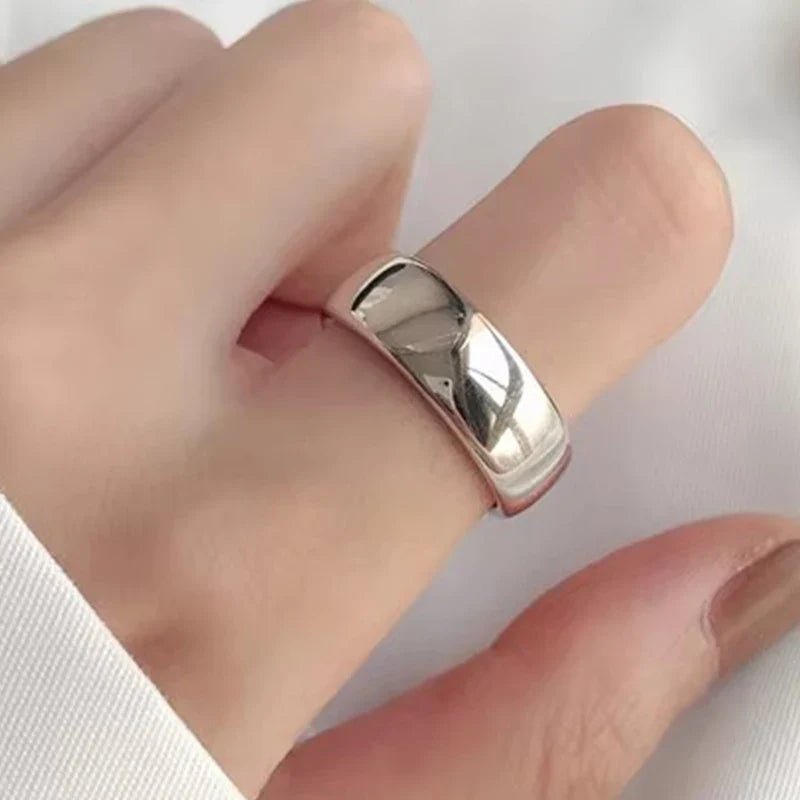 PANJBJ 925 Sterling Silver Thick Double Layer Ring for Women Girl Gift Minimalism Neutral Opening Wide Jewelry Dropshipping