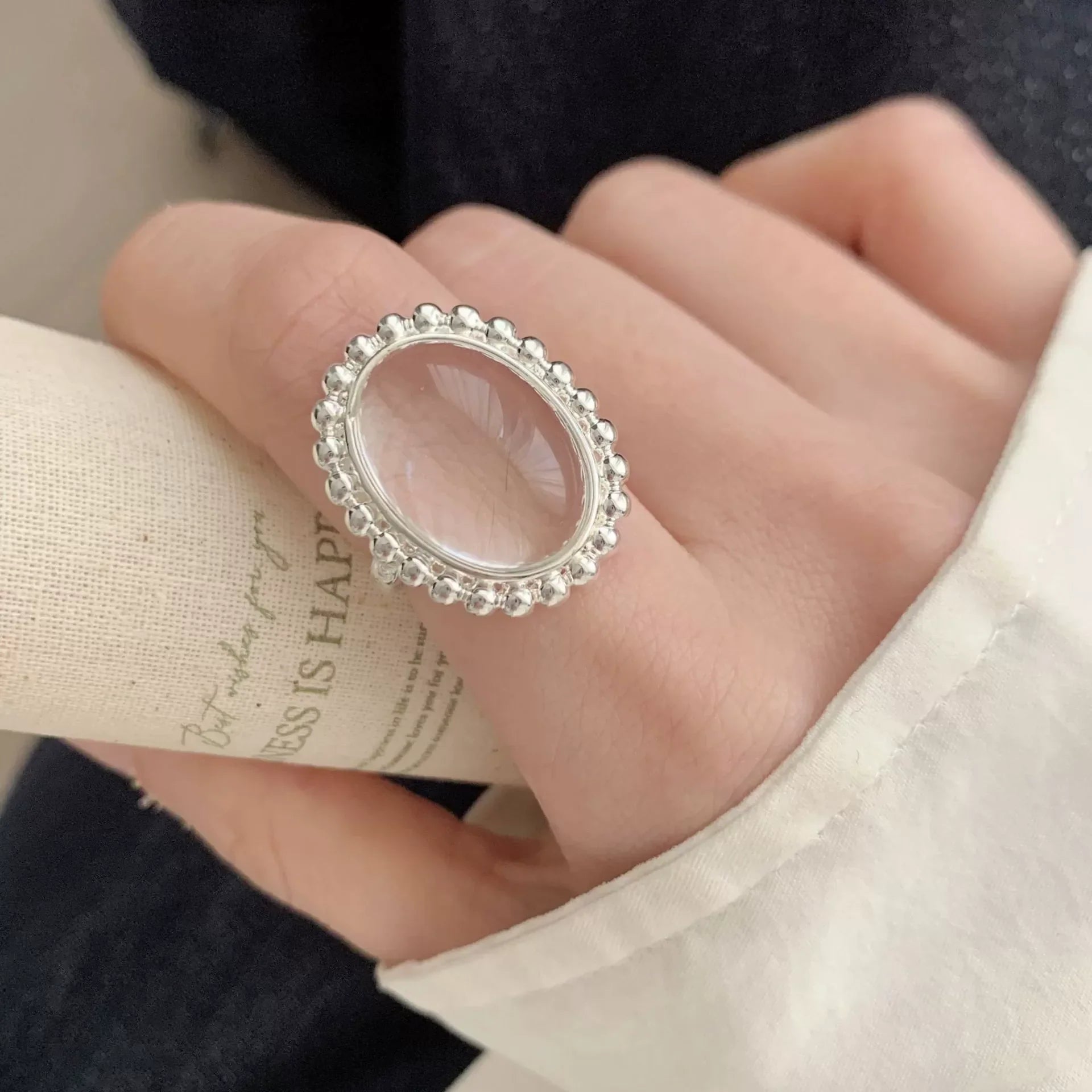PANJBJ 925 Sterling Silver Thick Double Layer Ring for Women Girl Gift Minimalism Neutral Opening Wide Jewelry Dropshipping