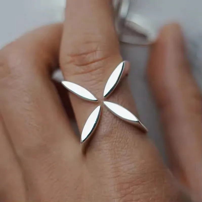 PANJBJ 925 Sterling Silver Thick Double Layer Ring for Women Girl Gift Minimalism Neutral Opening Wide Jewelry Dropshipping