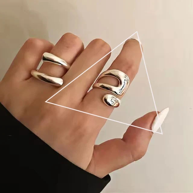 PANJBJ 925 Sterling Silver Thick Double Layer Ring for Women Girl Gift Minimalism Neutral Opening Wide Jewelry Dropshipping