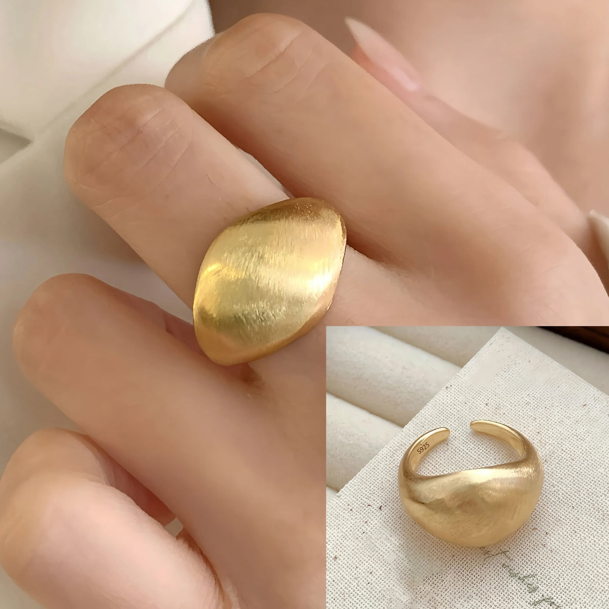 PANJBJ 925 Sterling Silver Thick Double Layer Ring for Women Girl Gift Minimalism Neutral Opening Wide Jewelry Dropshipping