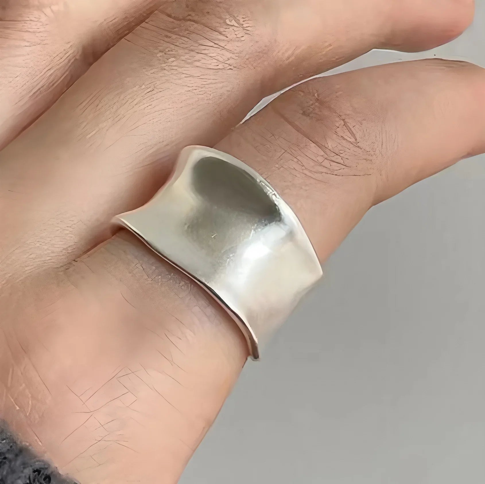 PANJBJ 925 Sterling Silver Thick Double Layer Ring for Women Girl Gift Minimalism Neutral Opening Wide Jewelry Dropshipping