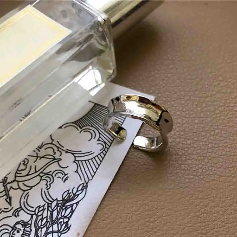 PANJBJ 925 Sterling Silver Thick Double Layer Ring for Women Girl Gift Minimalism Neutral Opening Wide Jewelry Dropshipping