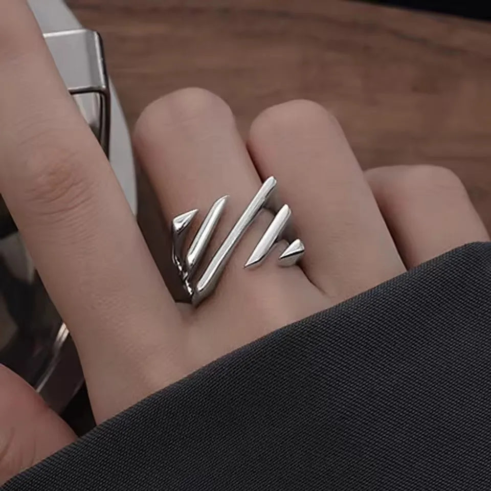 PANJBJ 925 Sterling Silver Thick Double Layer Ring for Women Girl Gift Minimalism Neutral Opening Wide Jewelry Dropshipping