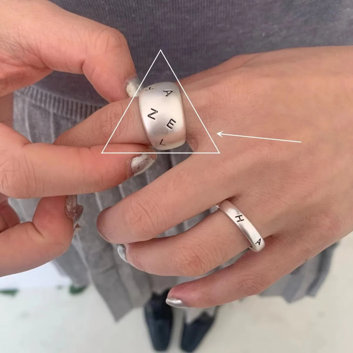 PANJBJ 925 Sterling Silver Thick Double Layer Ring for Women Girl Gift Minimalism Neutral Opening Wide Jewelry Dropshipping