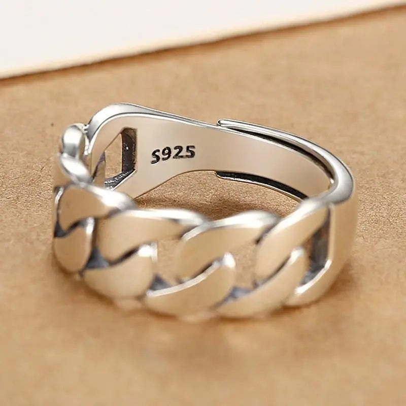 PANJBJ 925 Sterling Silver Thick Double Layer Ring for Women Girl Gift Minimalism Neutral Opening Wide Jewelry Dropshipping