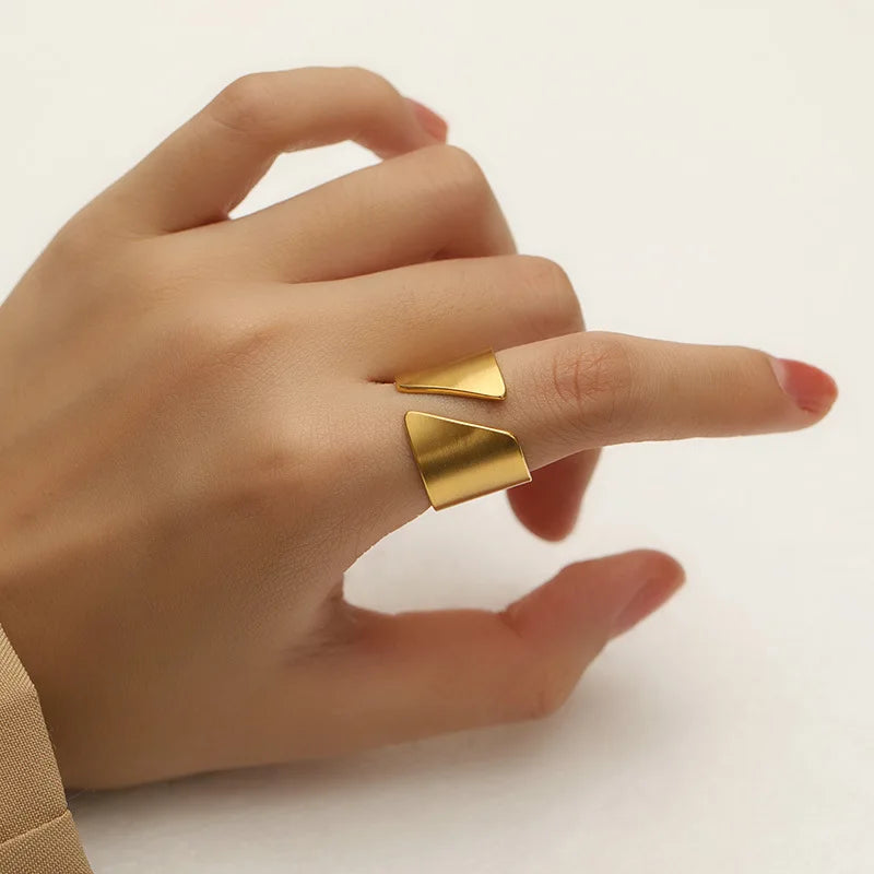 PANJBJ 925 Sterling Silver Thick Double Layer Ring for Women Girl Gift Minimalism Neutral Opening Wide Jewelry Dropshipping