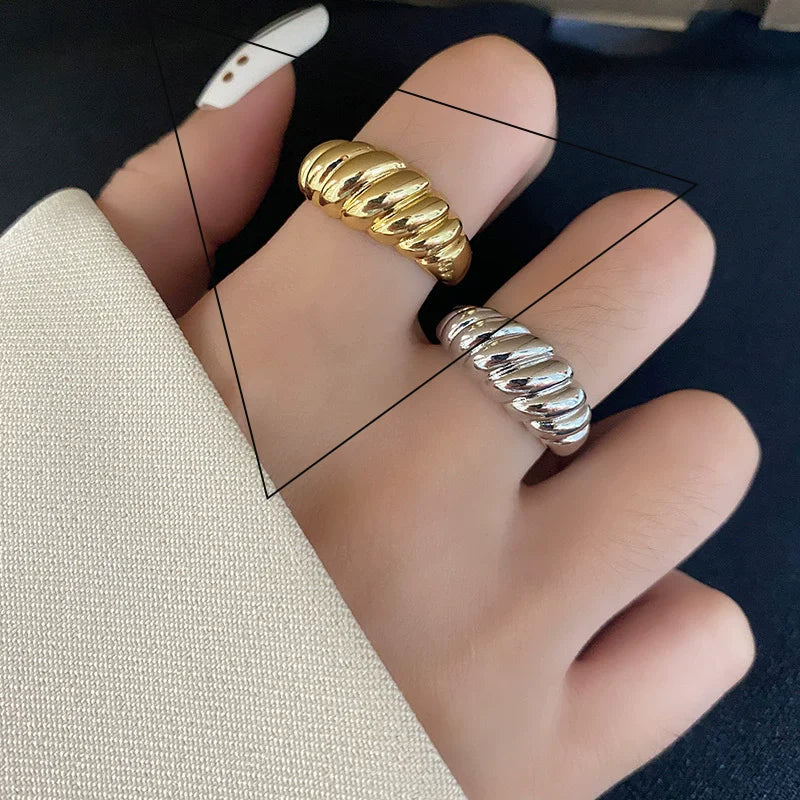 PANJBJ 925 Sterling Silver Thick Double Layer Ring for Women Girl Gift Minimalism Neutral Opening Wide Jewelry Dropshipping