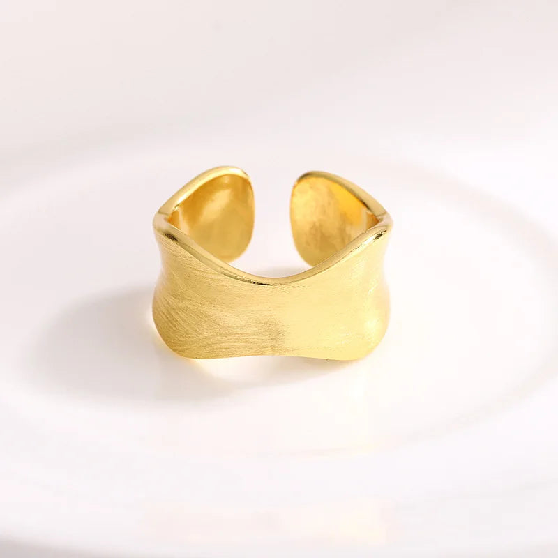 PANJBJ 925 Sterling Silver Thick Double Layer Ring for Women Girl Gift Minimalism Neutral Opening Wide Jewelry Dropshipping