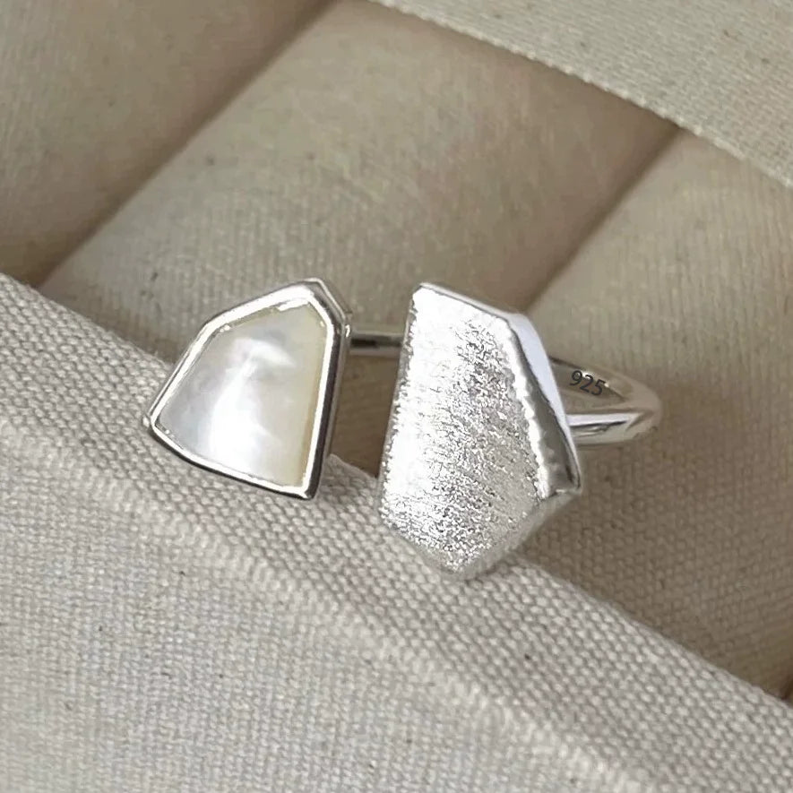 PANJBJ 925 Sterling Silver Thick Double Layer Ring for Women Girl Gift Minimalism Neutral Opening Wide Jewelry Dropshipping