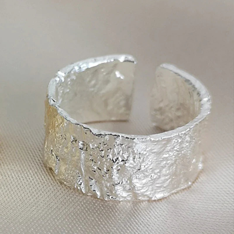 PANJBJ 925 Sterling Silver Thick Double Layer Ring for Women Girl Gift Minimalism Neutral Opening Wide Jewelry Dropshipping